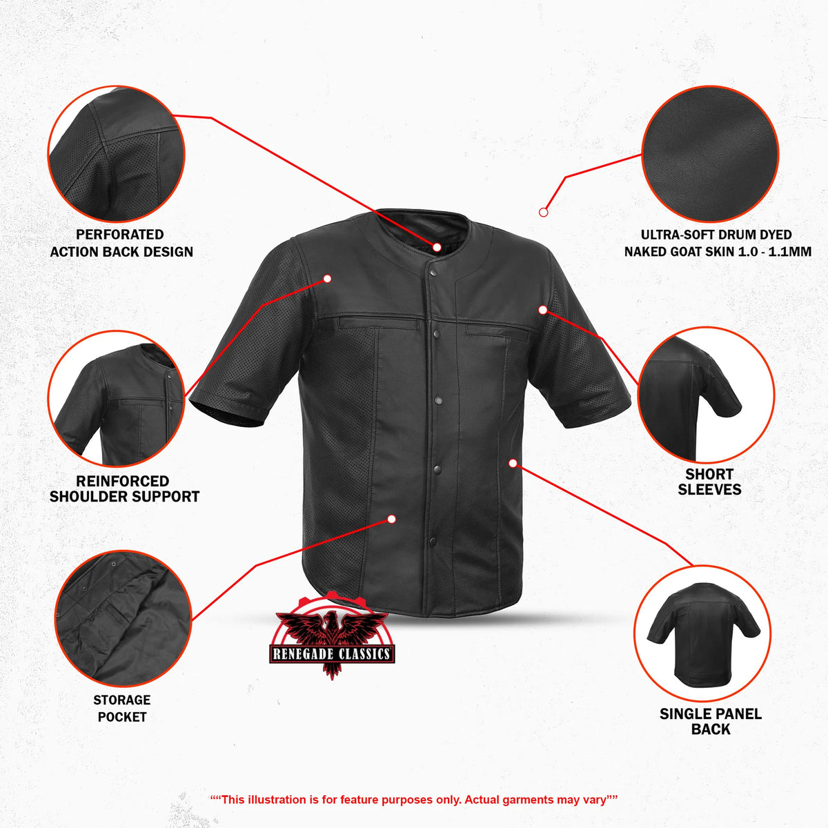 Jeter Men's  Leather  Motorcycle Shirt - Black