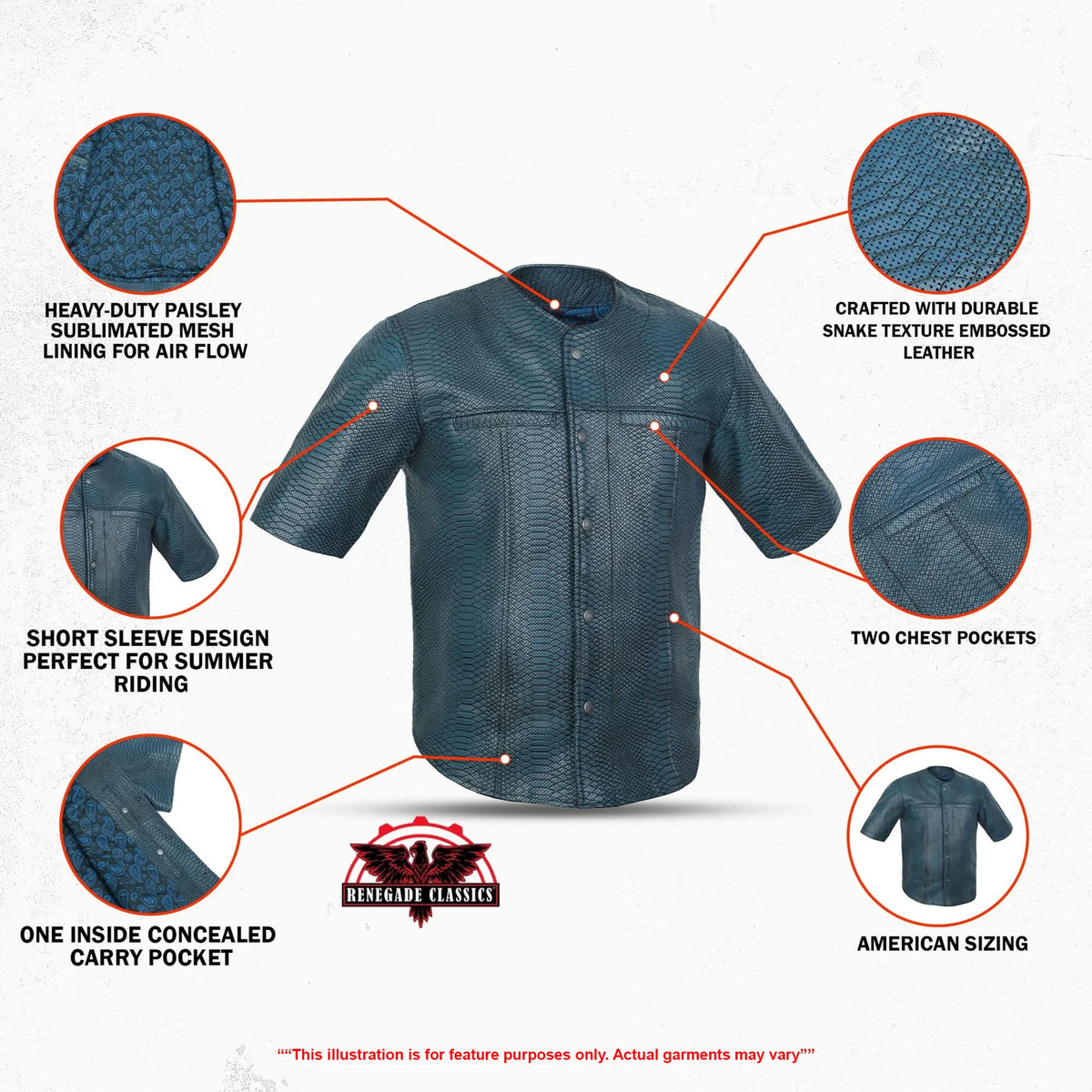 Dracul Men’s Leather Shirt - Features