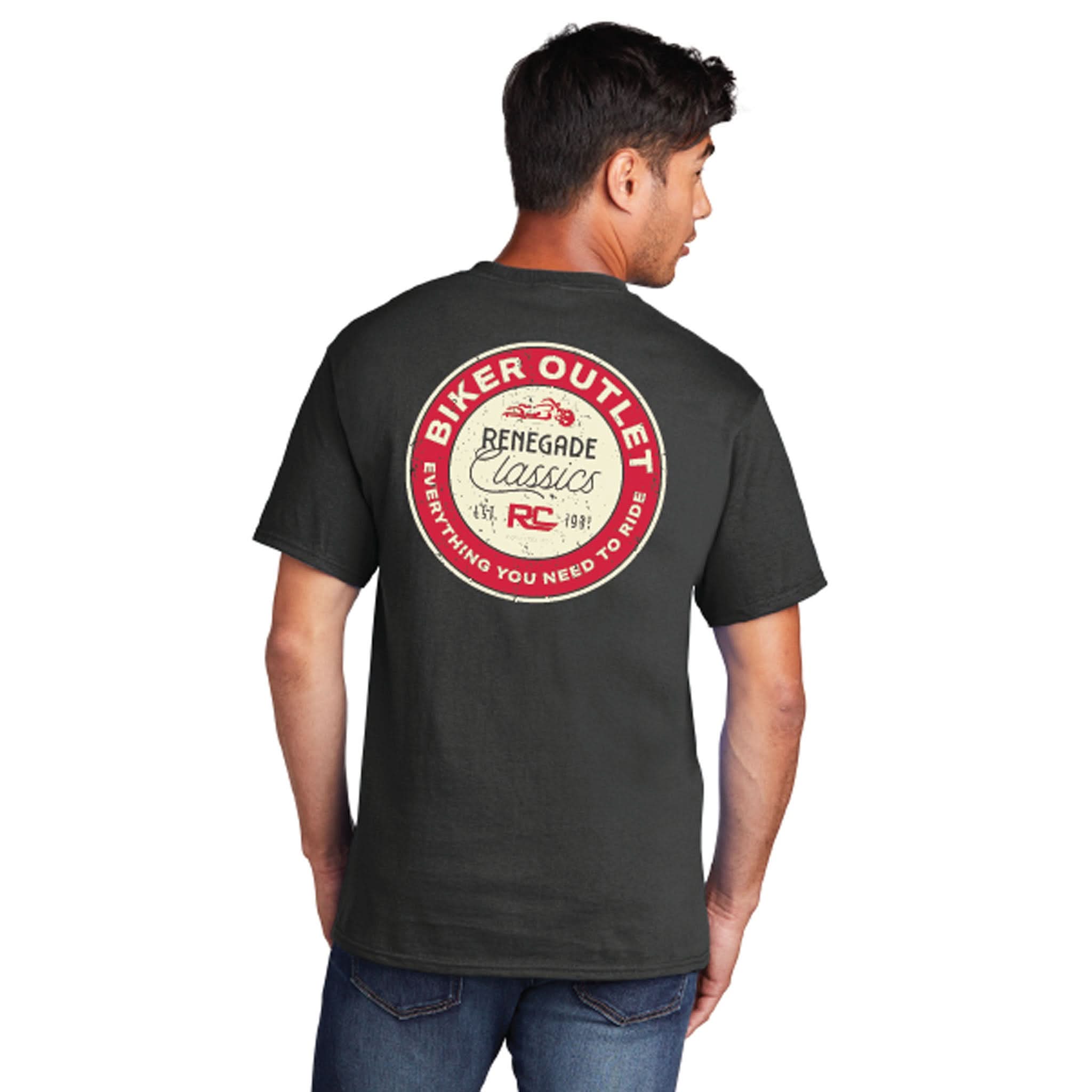 RC Retro Sign Black Mens Motorcycle T-Shirt Men's Shirts Renegade Classics