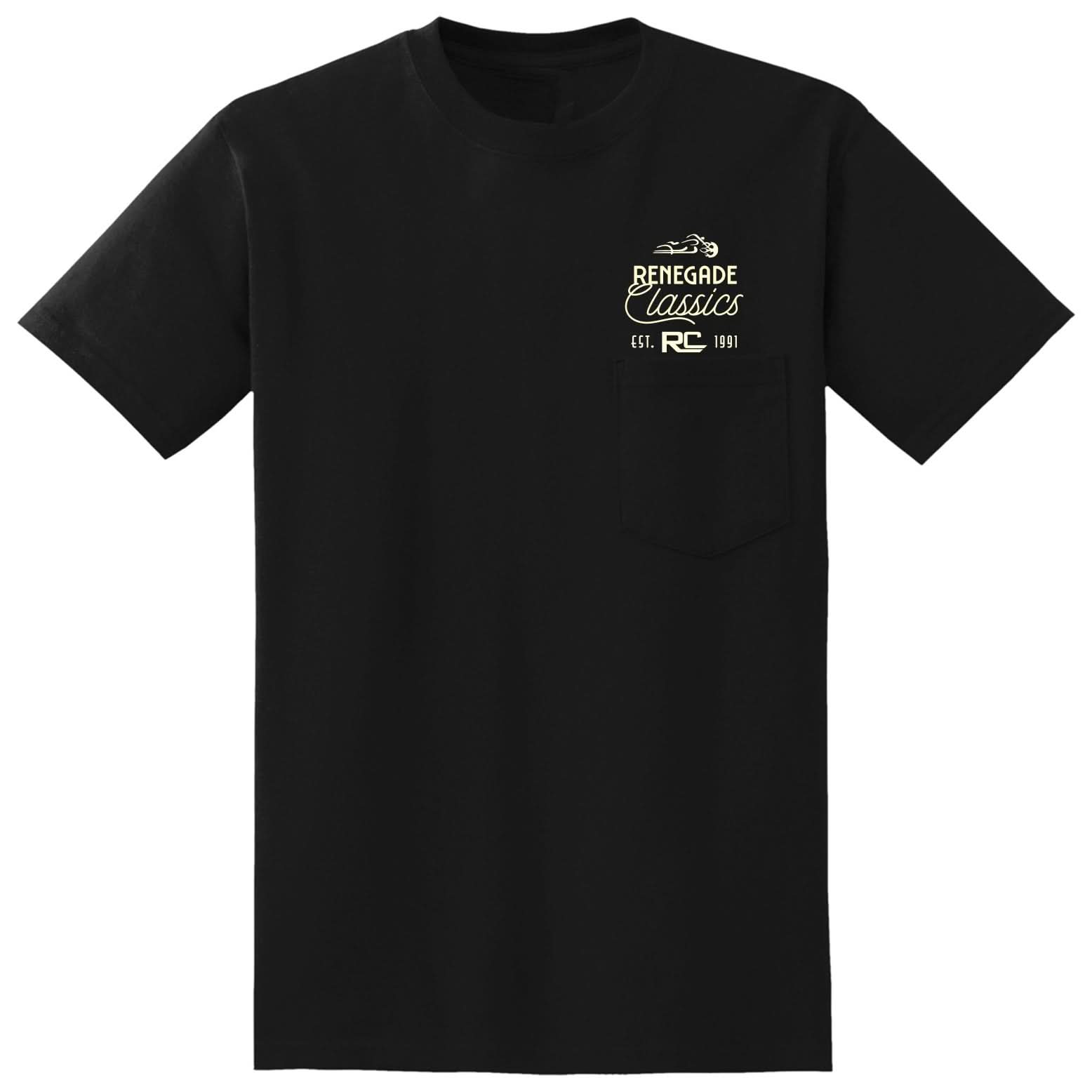 RC Retro Sign Black Mens Motorcycle T-Shirt Men's Shirts Renegade Classics