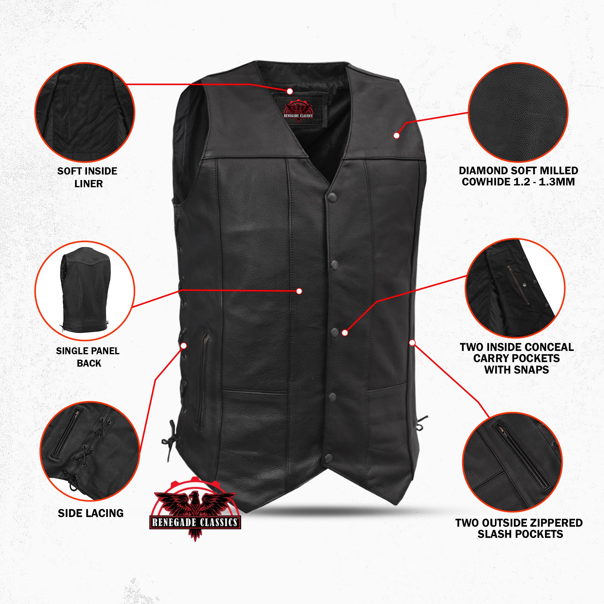 GearGuard™ Men's Utility Motorcycle Vest - Black