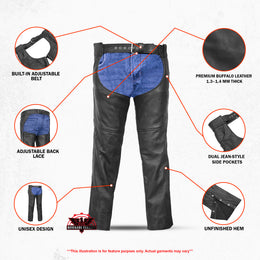 Wrangler™ leather motorcycle chaps - Black
