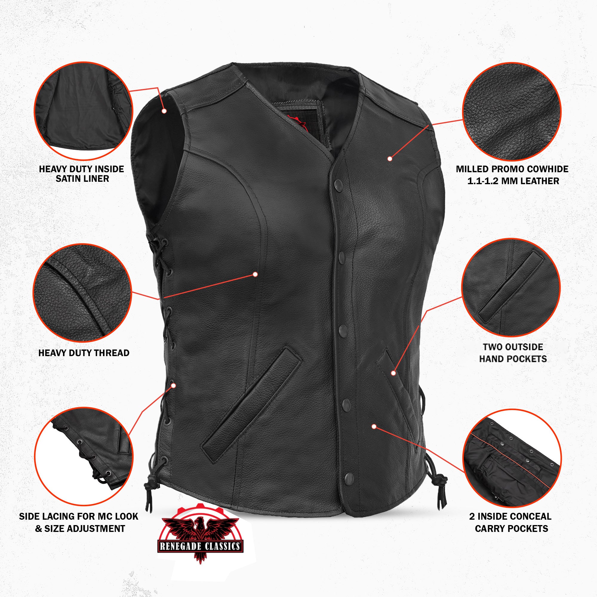 Clara™ Women's leather motorcycle vest