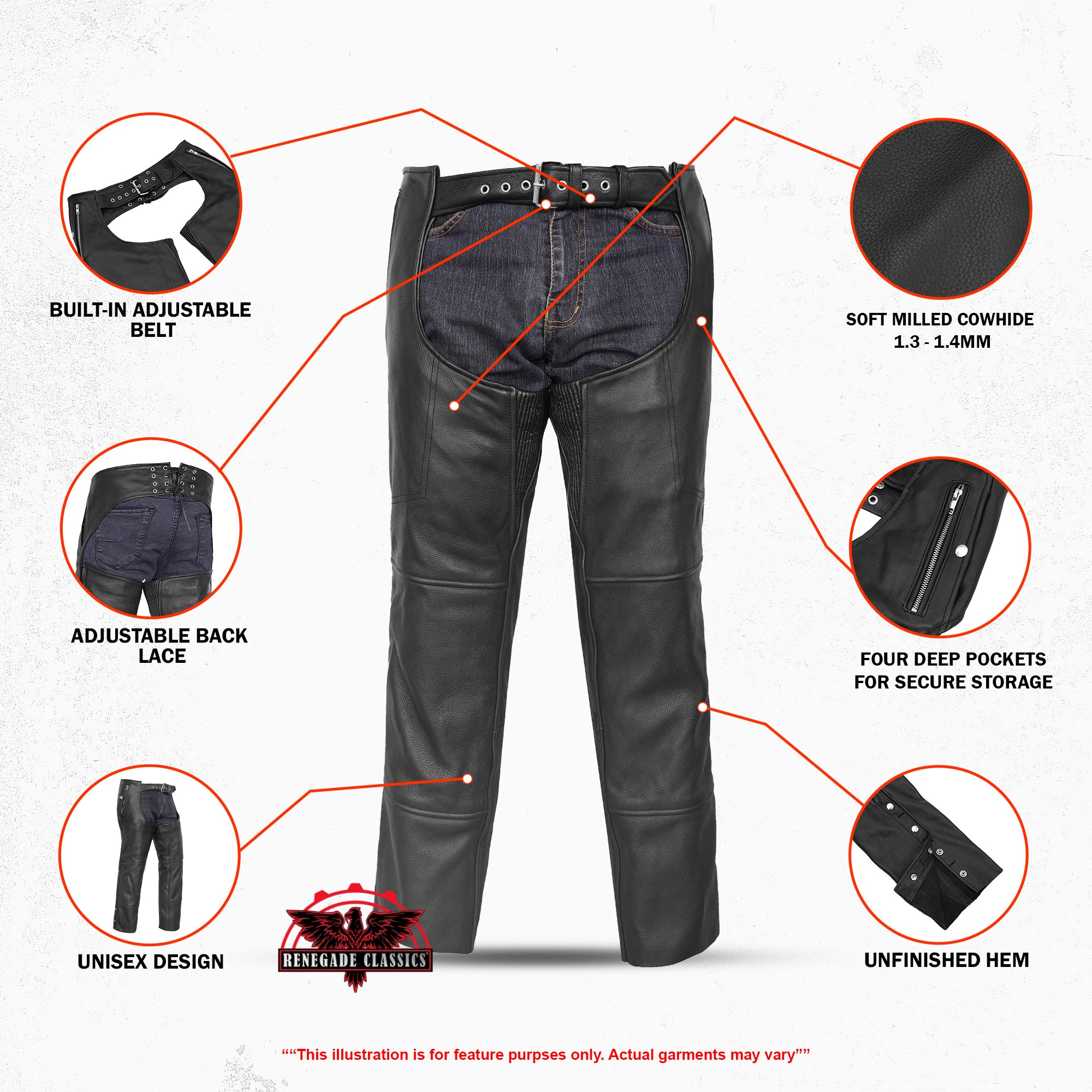 Rider Shield™ Black leather motorcycle chaps - Black