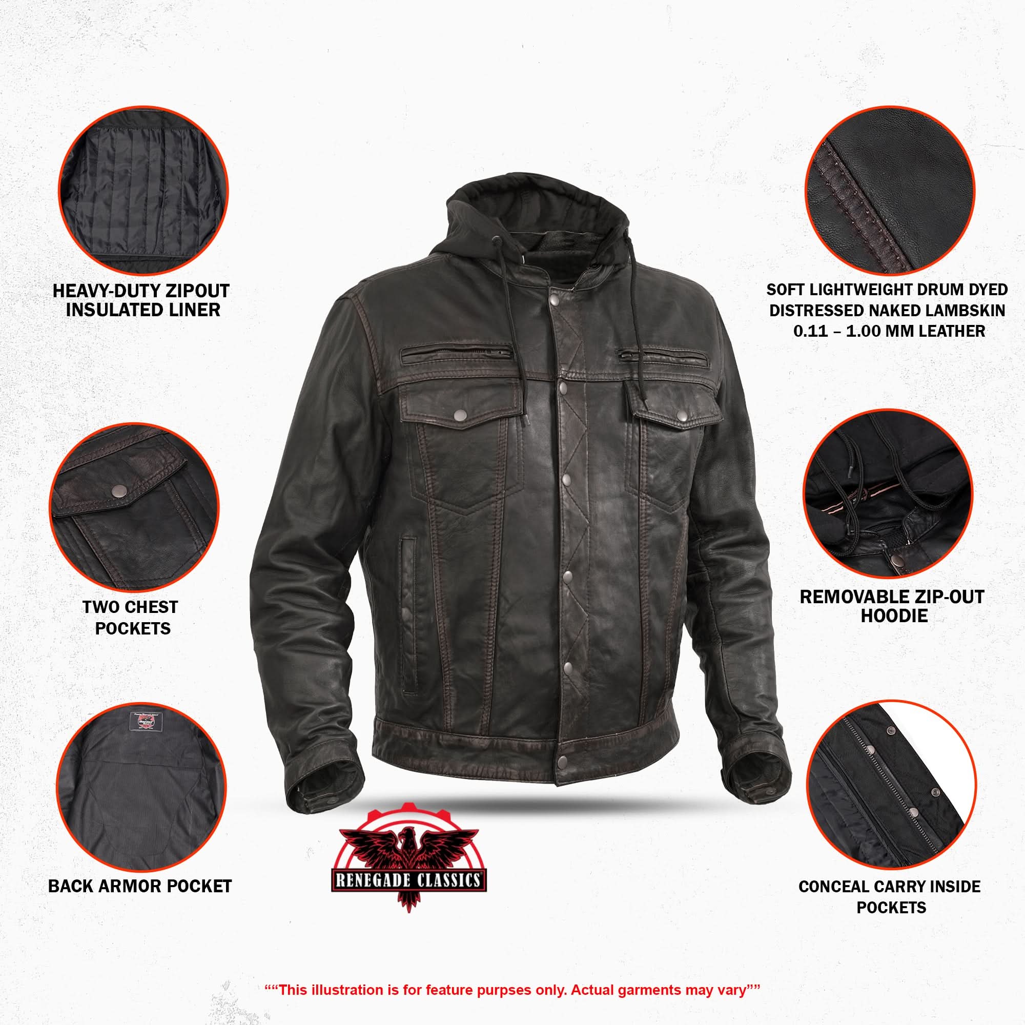 Vance™ Men's Black Leather Motorcycle Jacket
