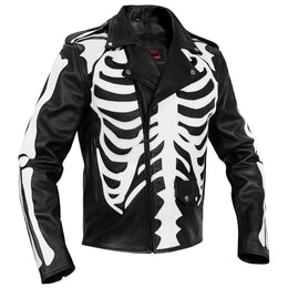 SkullBone Men’s Leather Motorcycle Jacket
