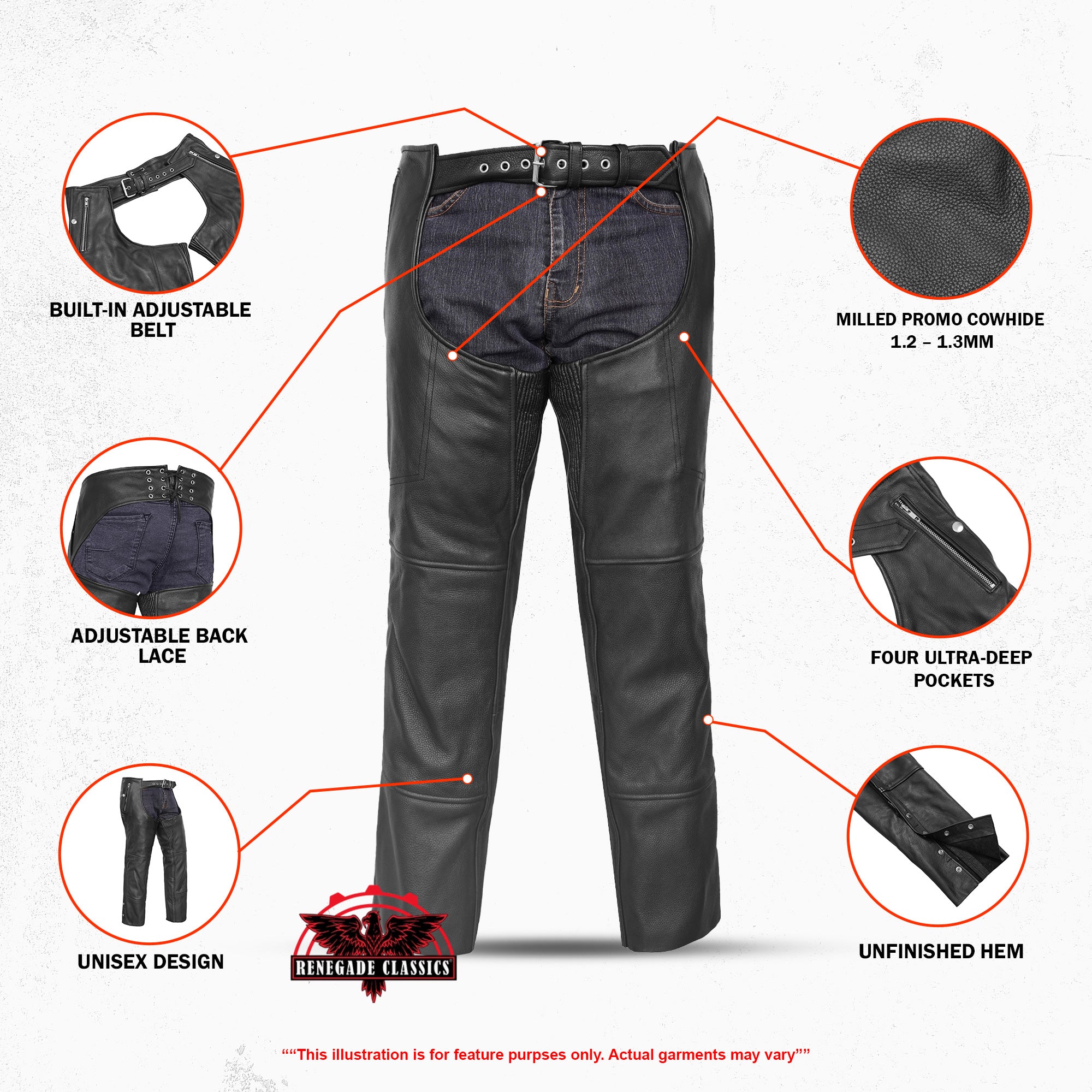 Buster™ Unisex  leather motorcycle chaps