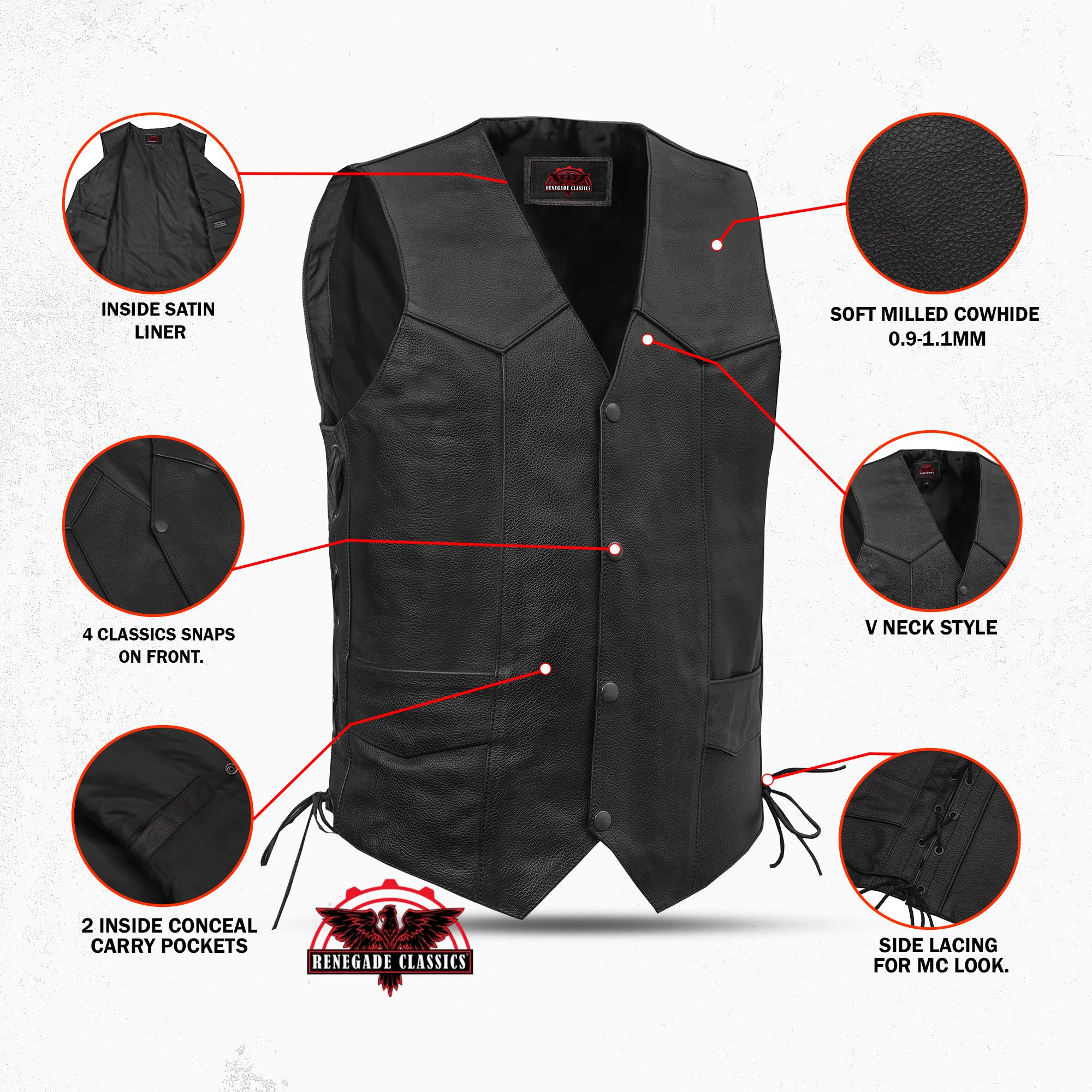 Highland Mens Leather Motorcycle Vest