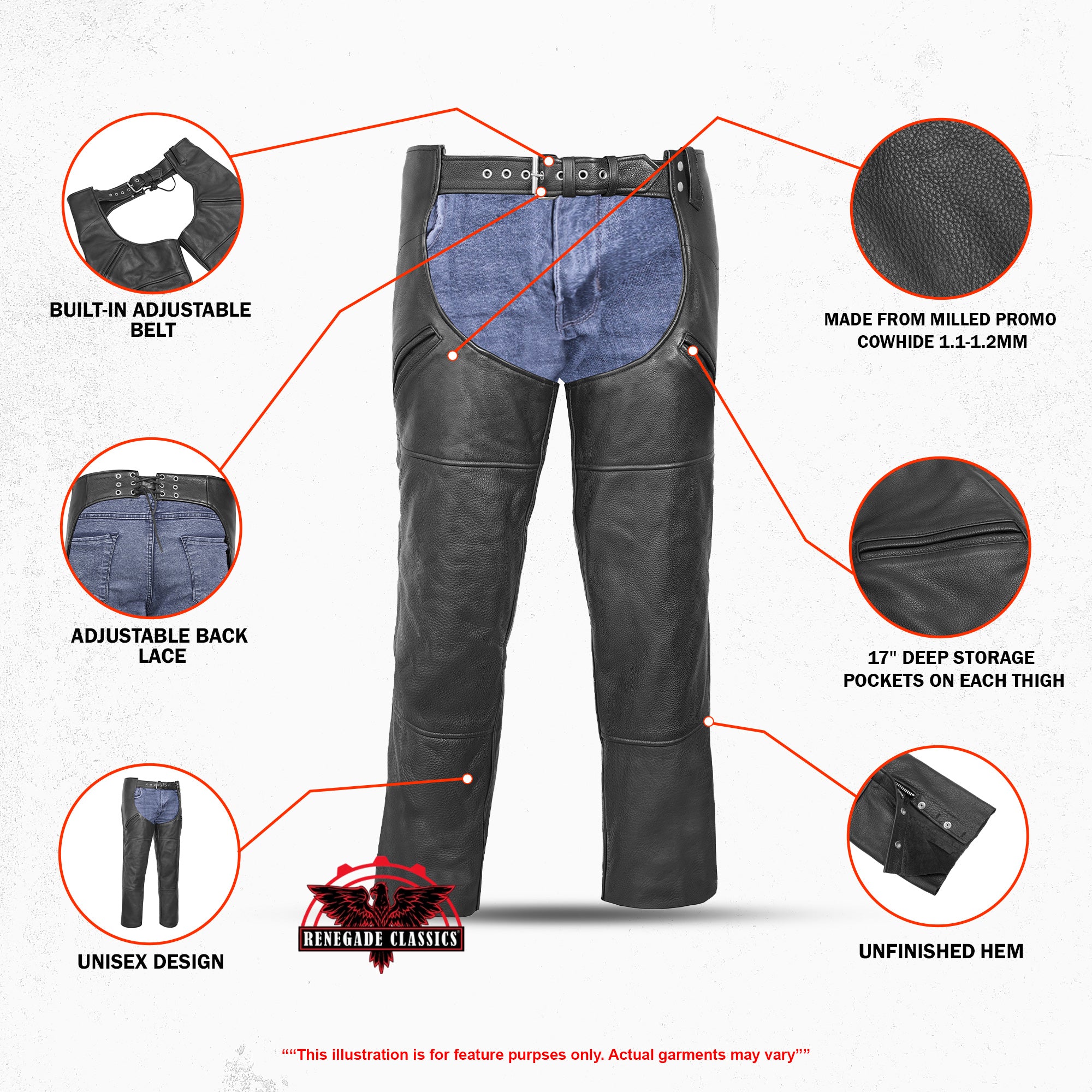 Latigo™ Unisex  leather motorcycle chaps
