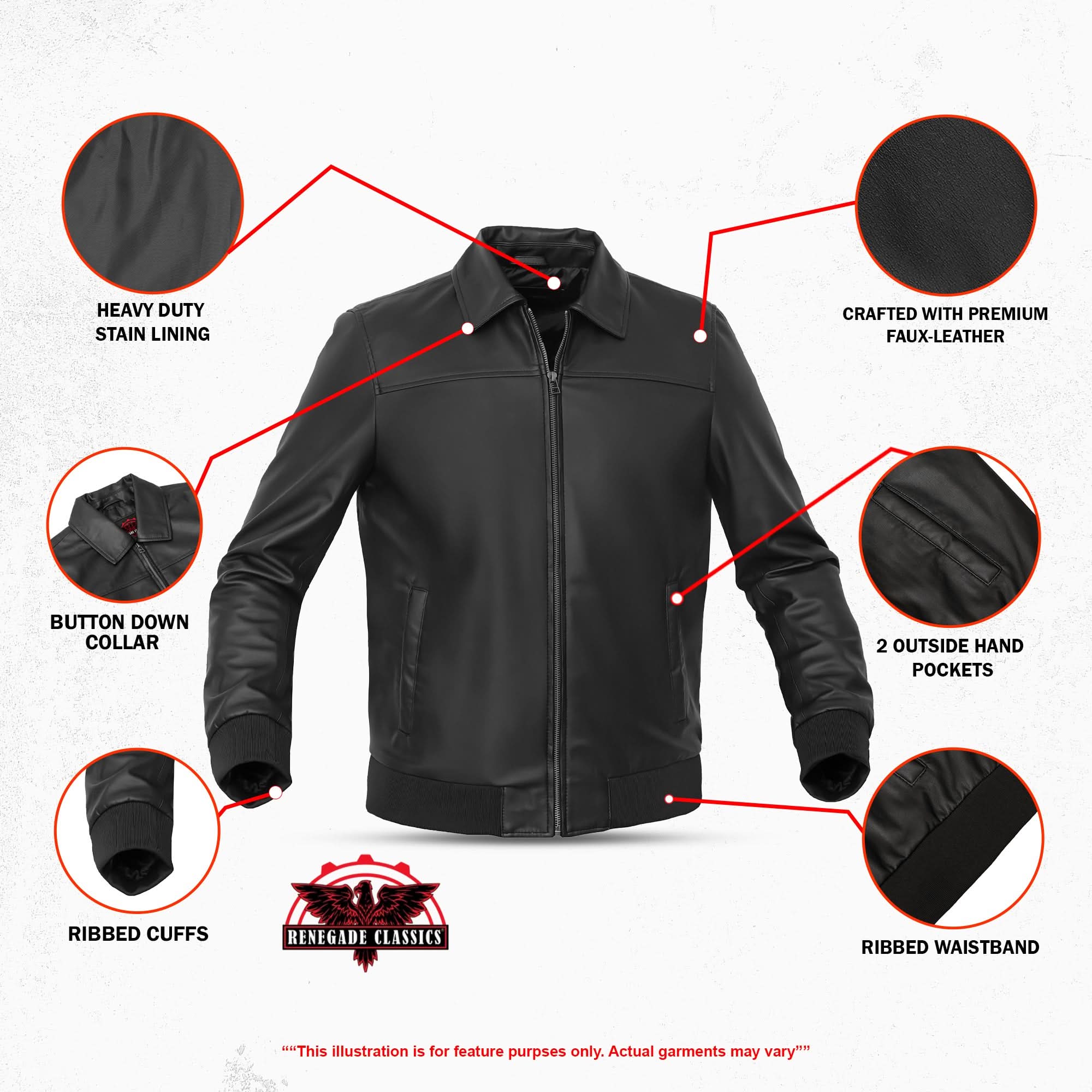 Midnight Forge™ Men’s Faux Leather Motorcycle Jacket