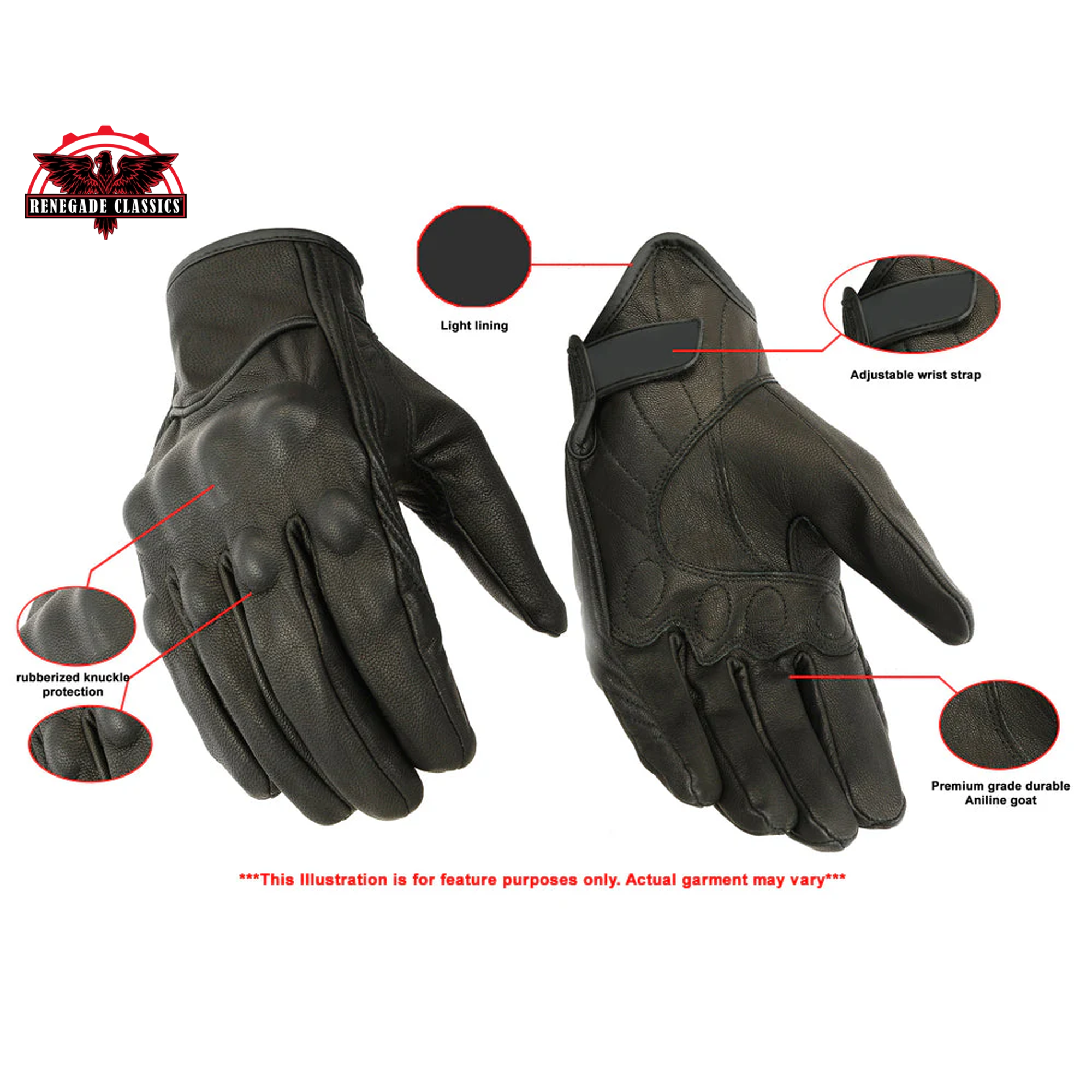 RazorRide™ Men's leather motorcycle gloves