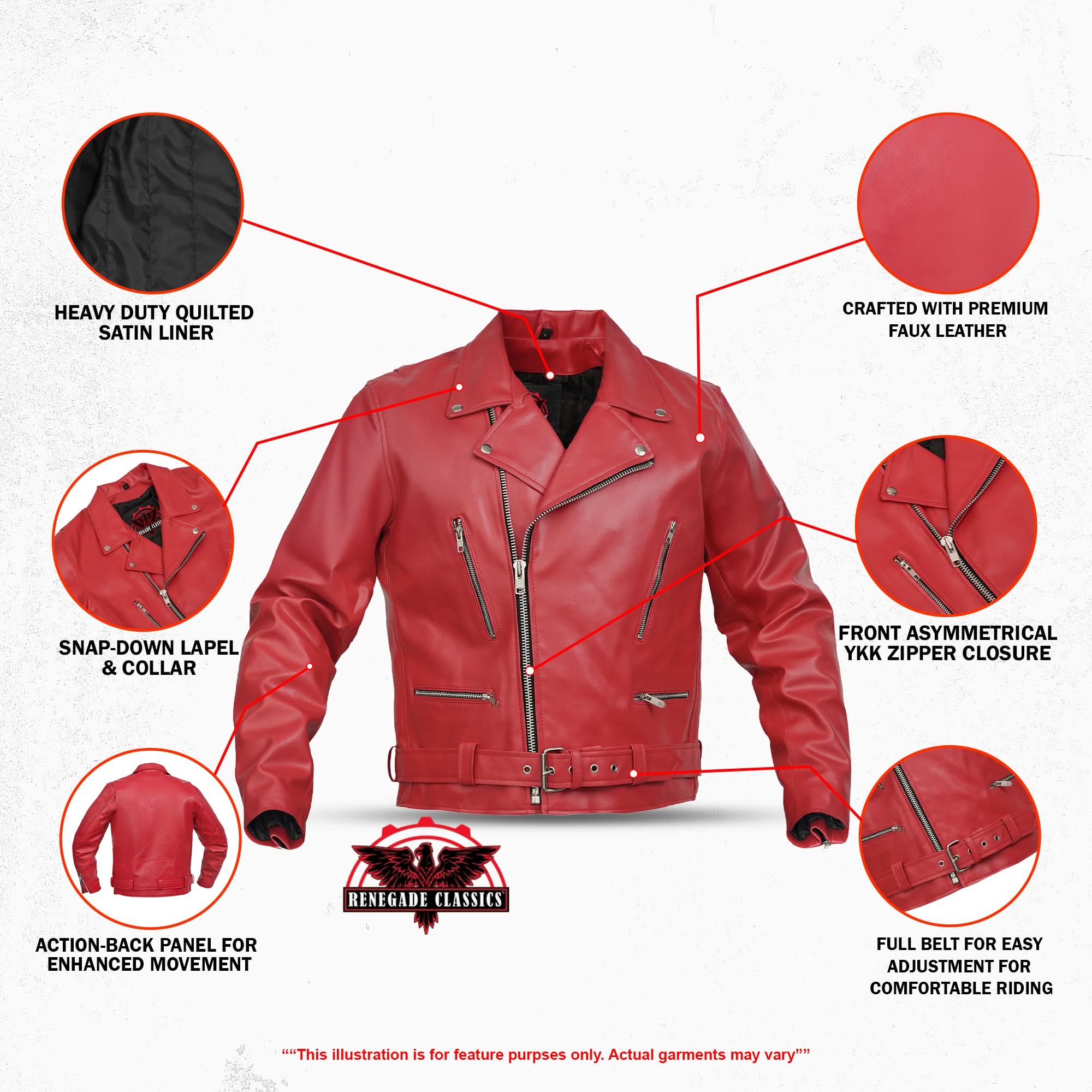Crimson Firebrand™ Men’s Faux Leather Motorcycle Jacket