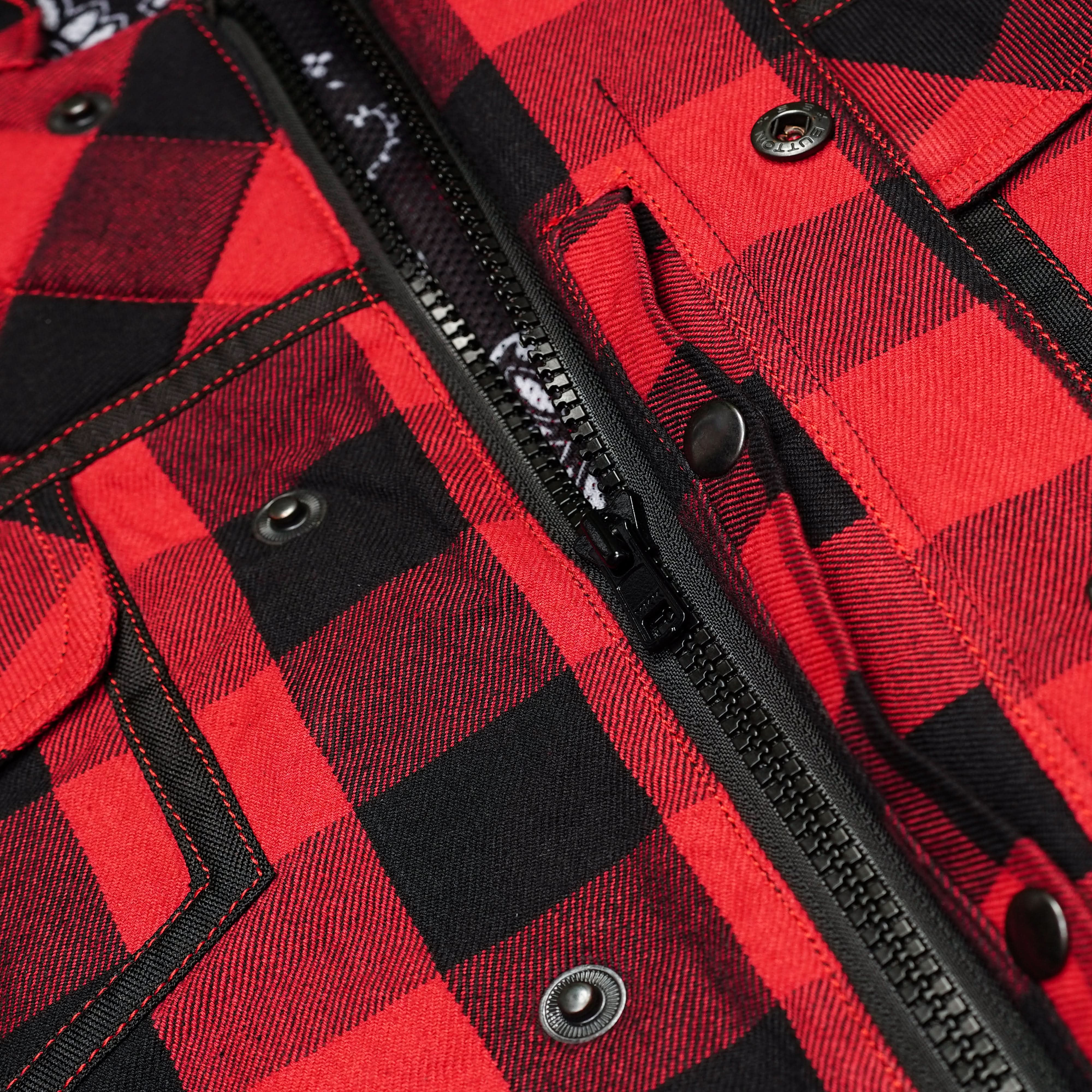 Scarlet Fury™ Mens Flannel Motorcycle Textile Vest