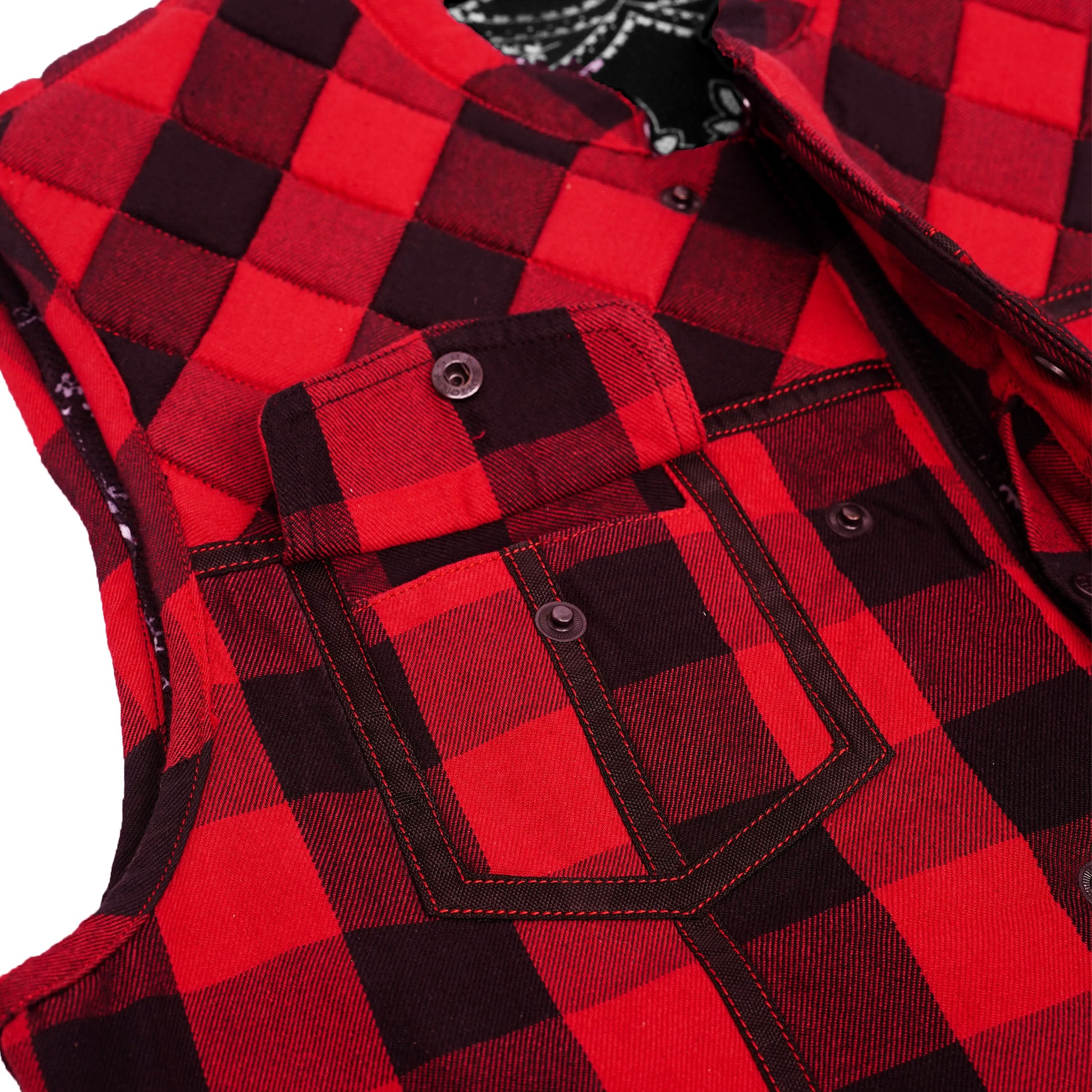 Scarlet Fury™ Black and Red Flannel Textile Vest
