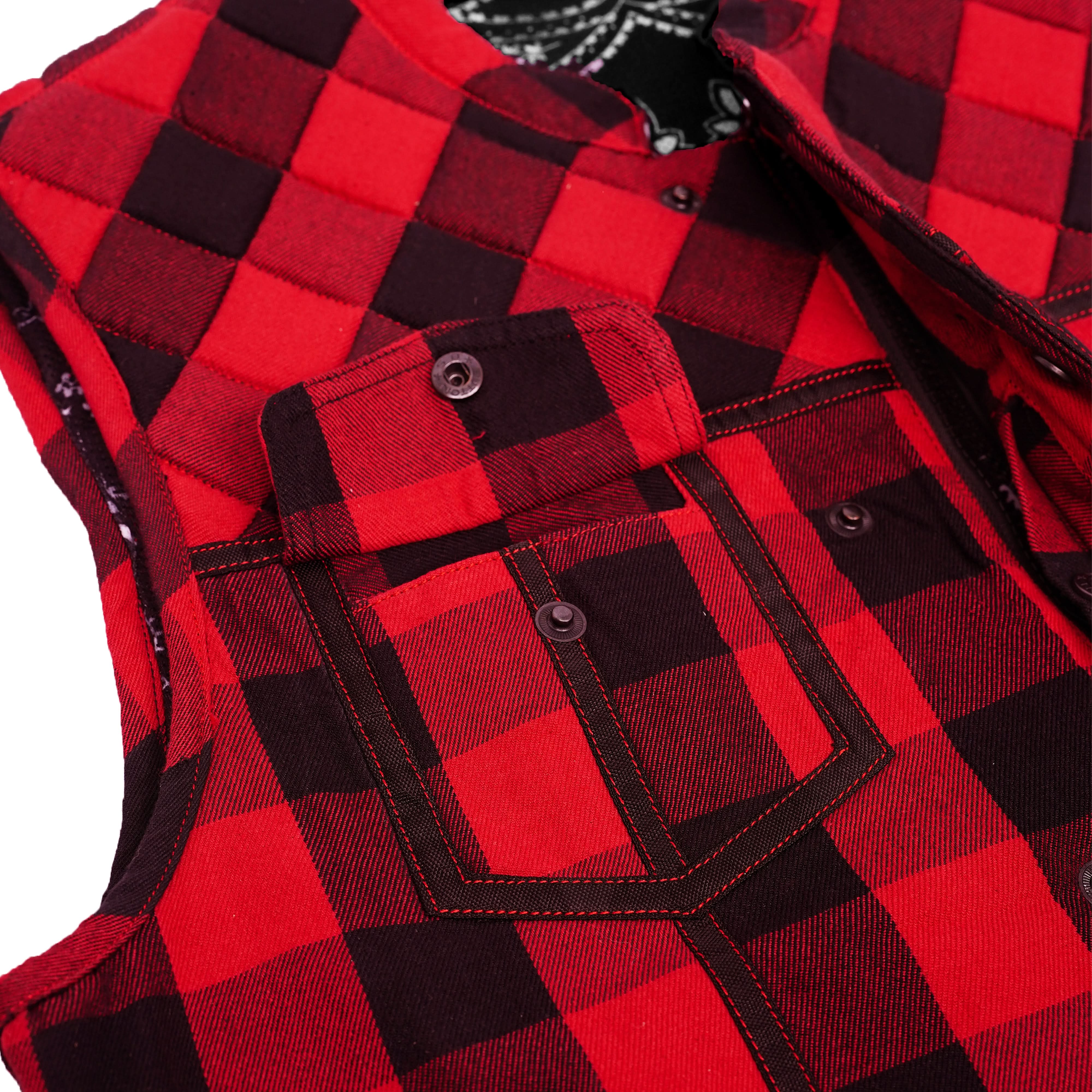 Scarlet Fury™ Mens Flannel Motorcycle Textile Vest