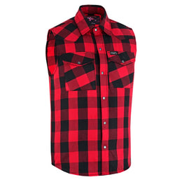 Red Rider Men's Sleeveless Red and Black Flannel Shirt