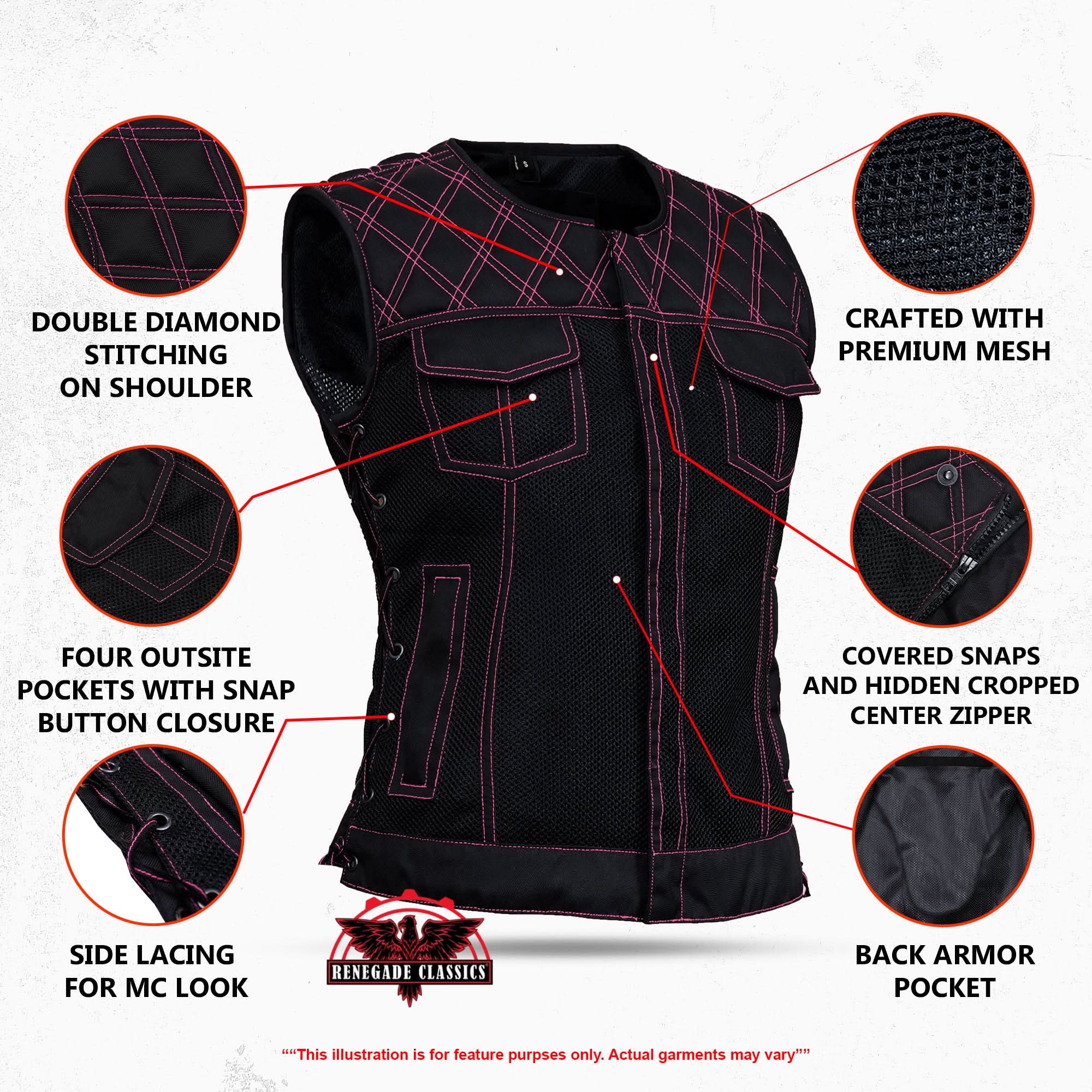 Rose Phantom™ Womens Mesh Motorcycle Vest