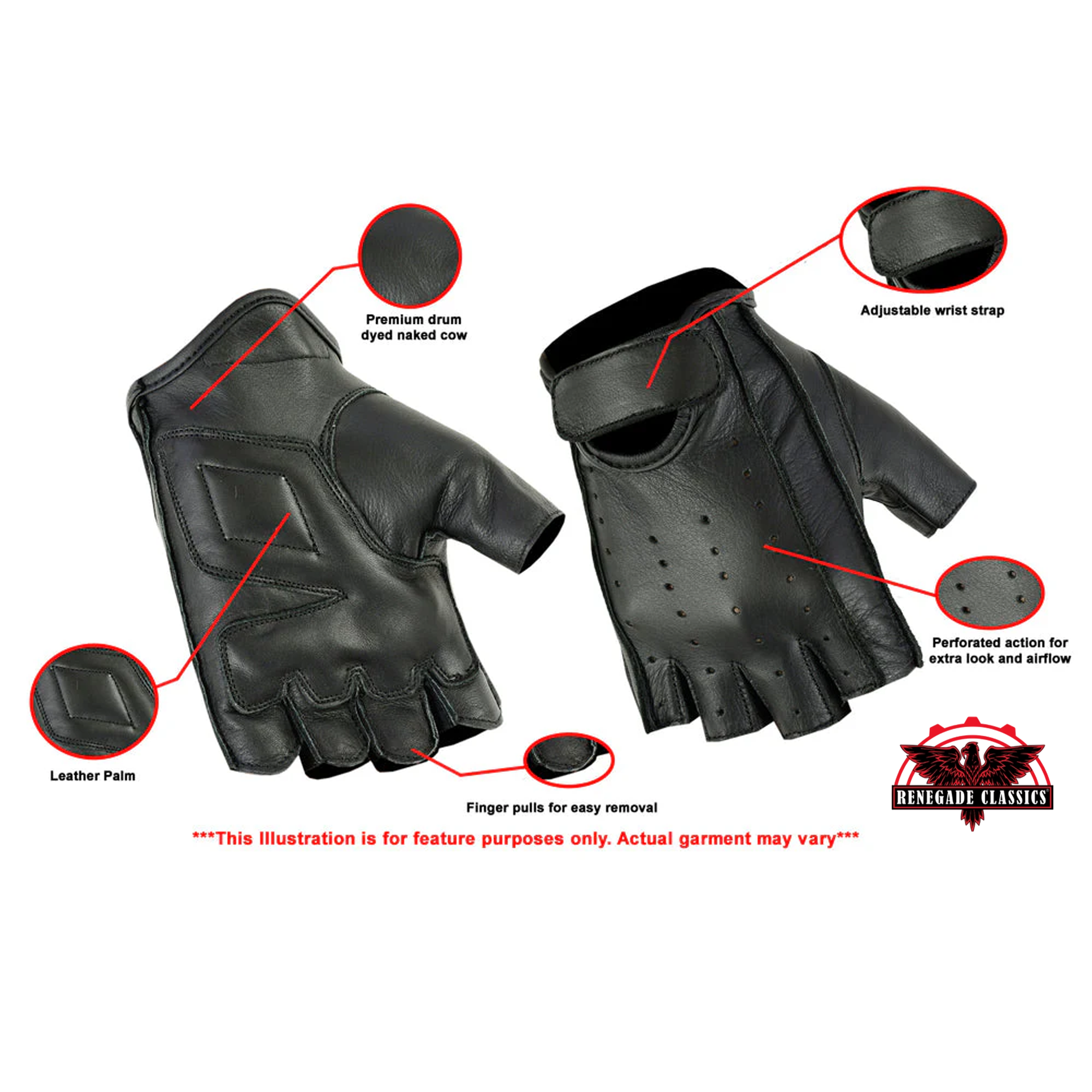 RevMaster™ Men's  leather Fingerless gloves