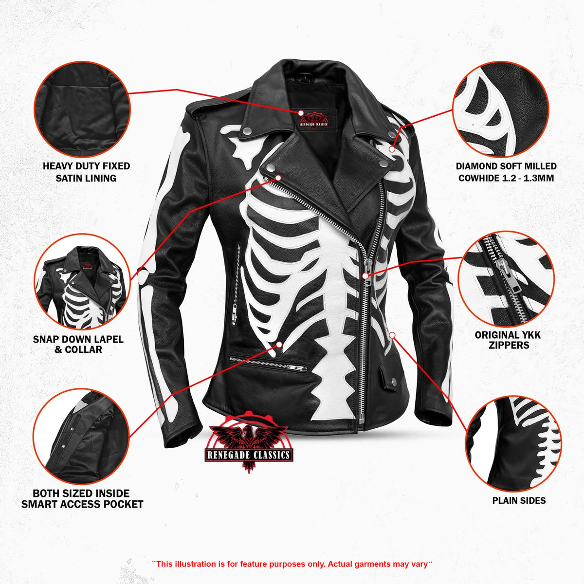Deathless Women’s Leather Motorcycle Jacket - Features