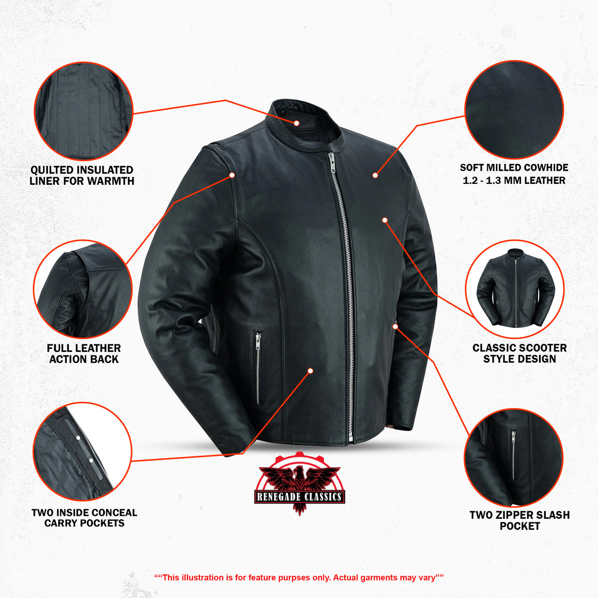 Rivo™ Men's Leather Motorcycle Jacket