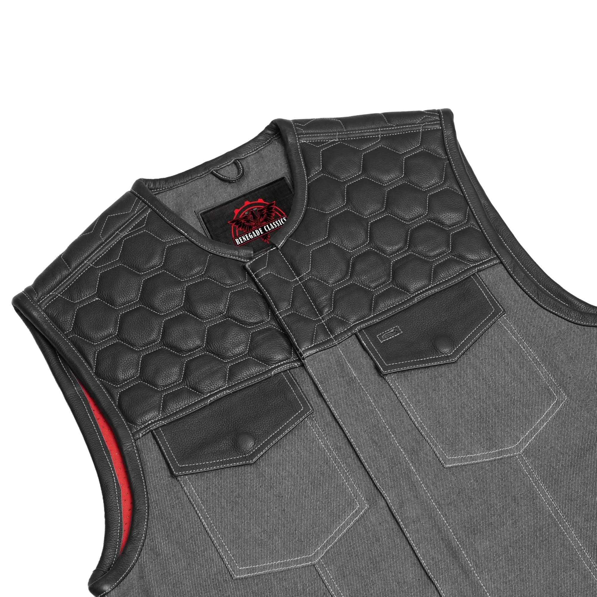 HiveOps Mens Denim Motorcycle Vest