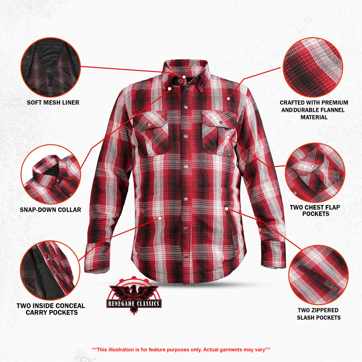 MileArmor - Men's Armored Motorcycle Flannel Shirt