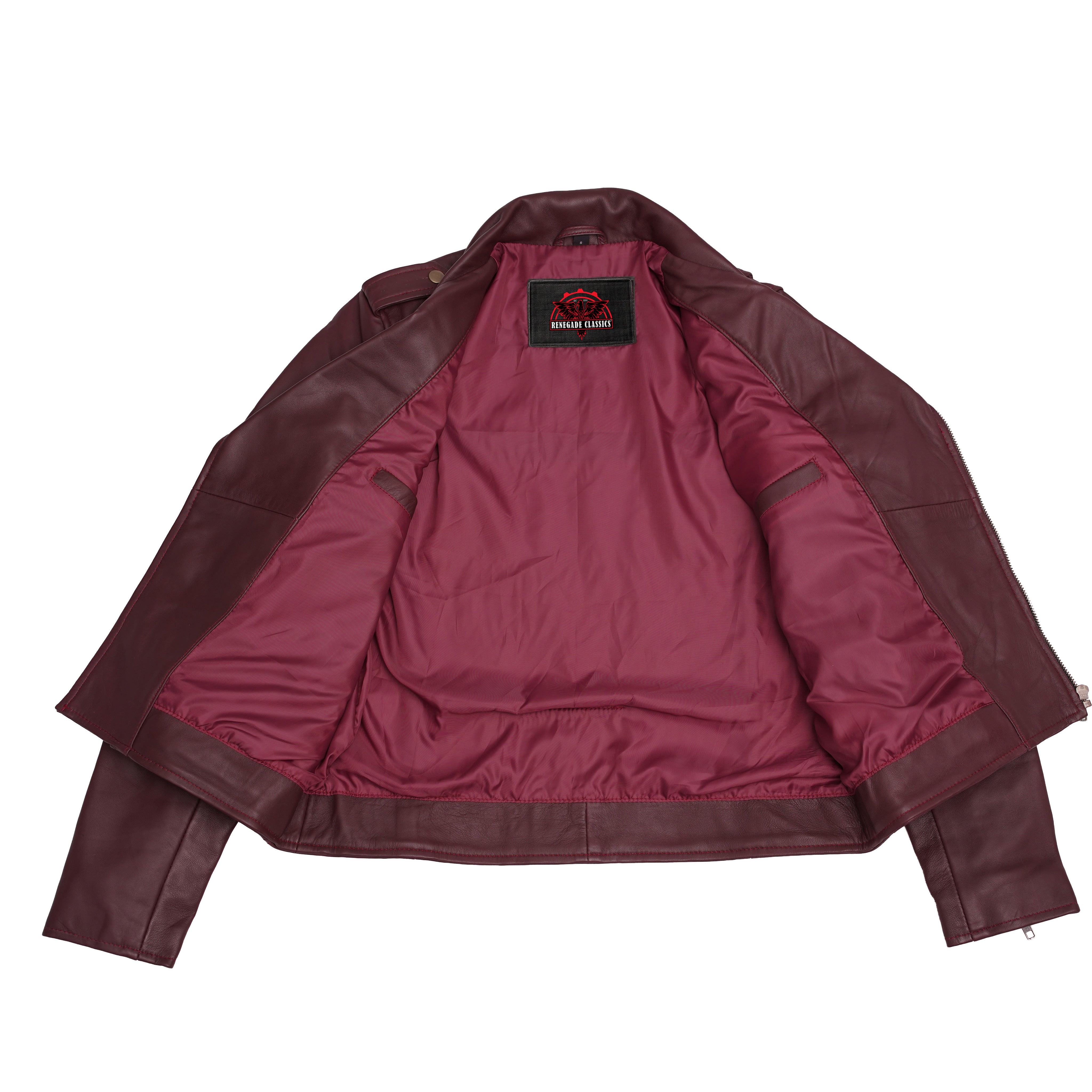 Rose Glow™ Women's Oxblood Fashion Leather Jacket