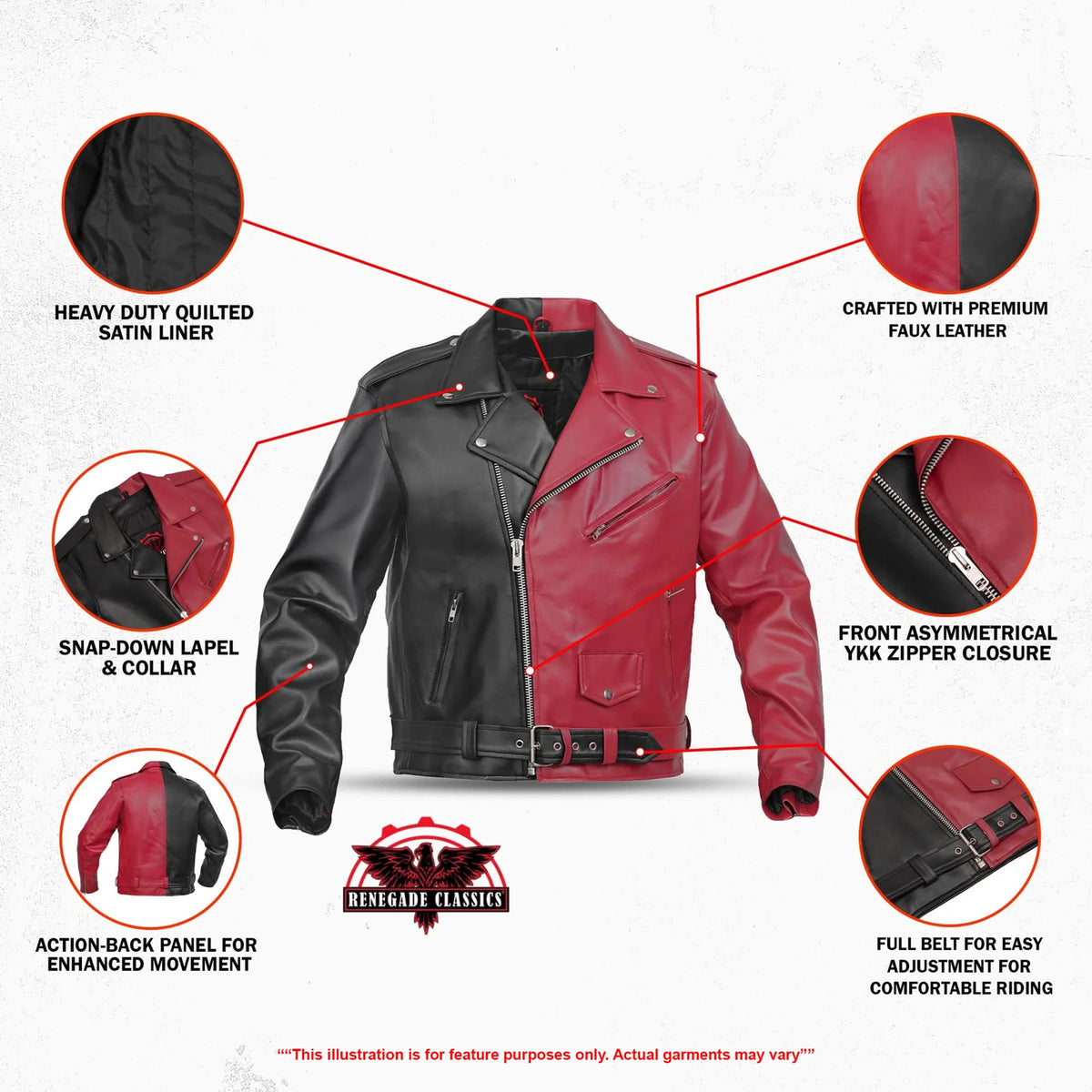 Void Ember™ Men's Faux Leather Motorcycle Jacket - Features