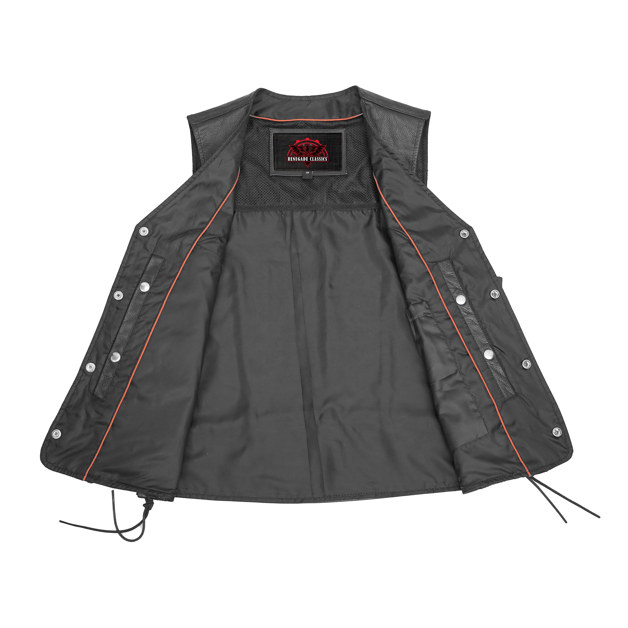 Rustler Men's Black  Leather Motorcycle Vest