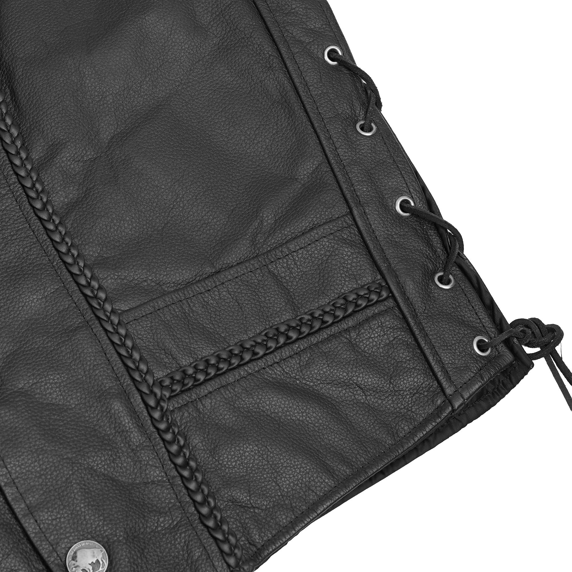 Rustler Men's Black  Leather Motorcycle Vest