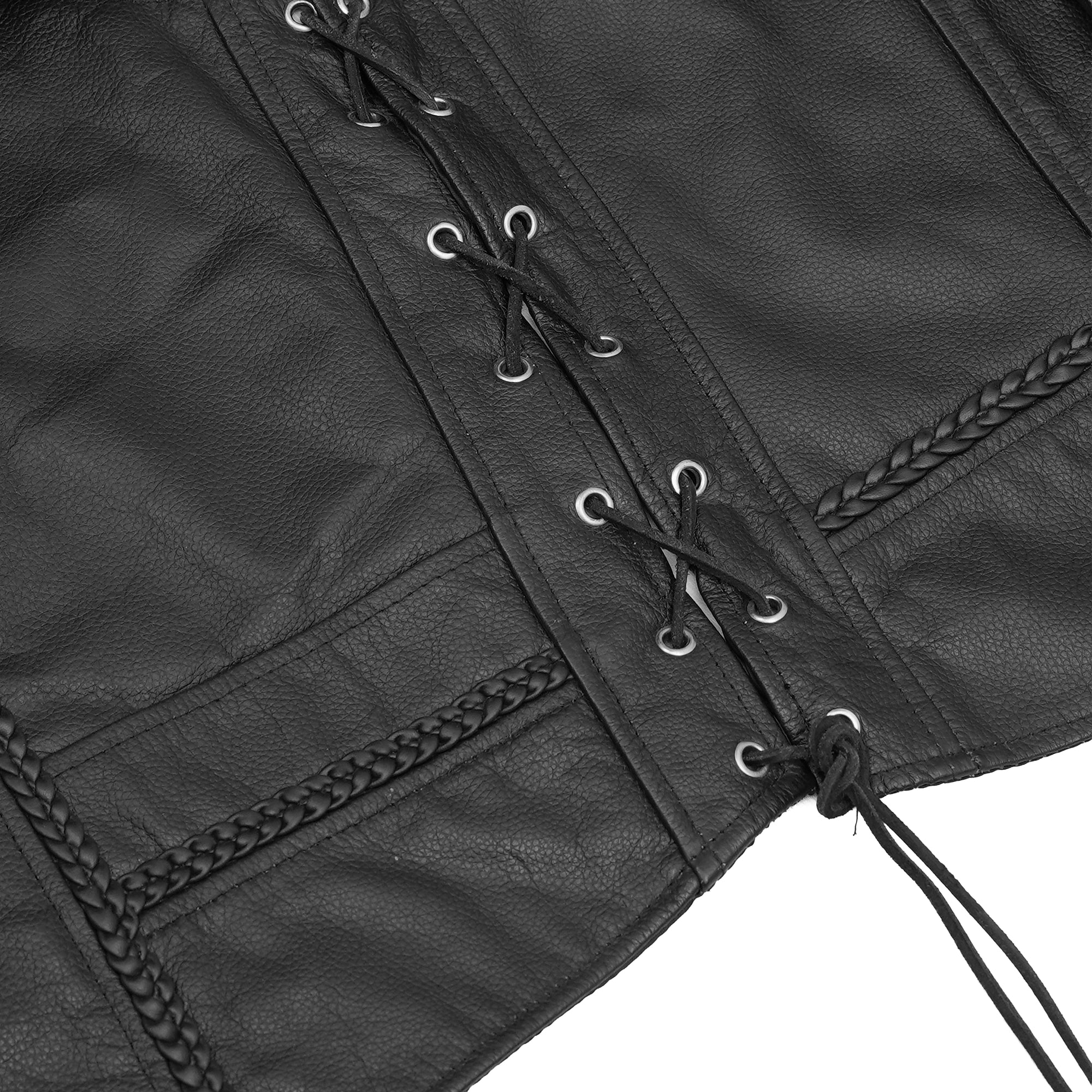 Rustler Men's Black  Leather Motorcycle Vest