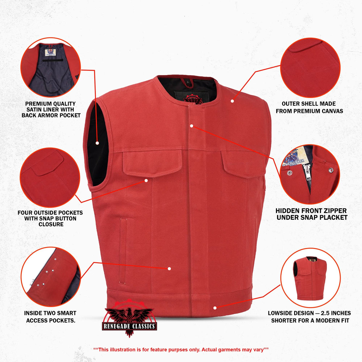 Rustmark Blaze™ Lowcut Mens Canvas Motorcycle Vest