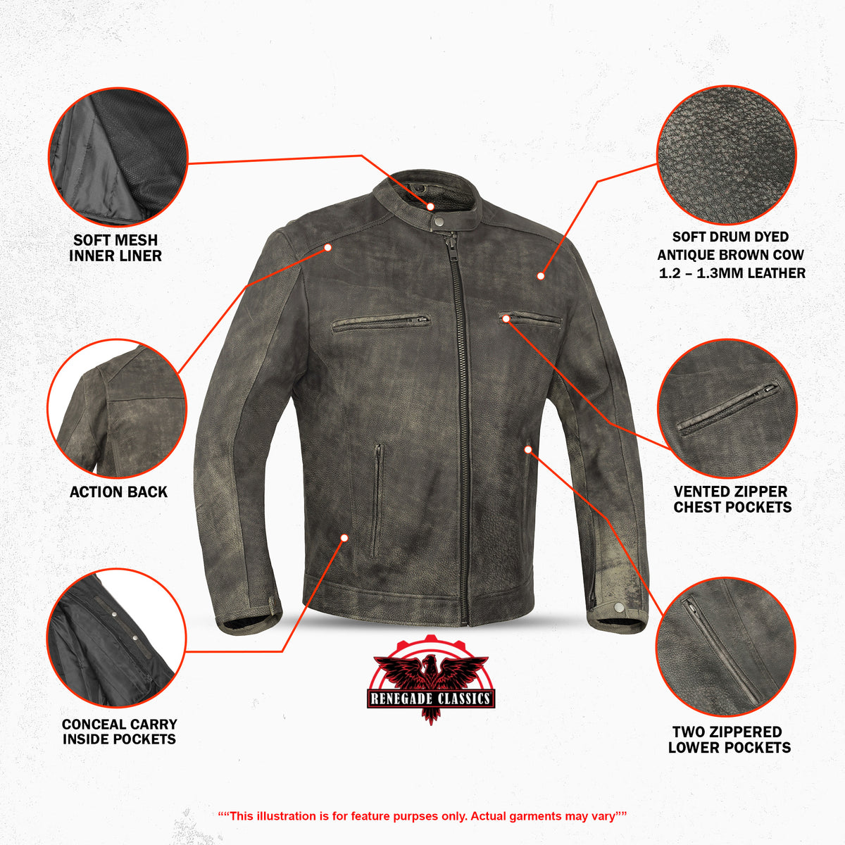 Ruston™ Men's Leather Motorcycle Jacket