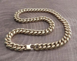Cuban Smooth Gold Leash XL 10mm Stainless Steel Necklace 22"