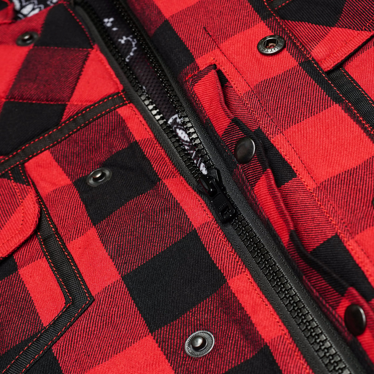 Scarlet Fury™ Mens Flannel Motorcycle Textile Vest