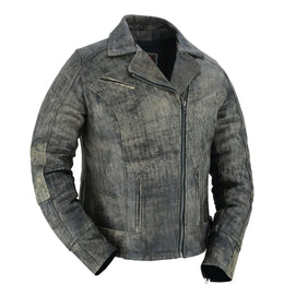 Shen™ Antique Brown Women's Leather Motorcycle Jacket