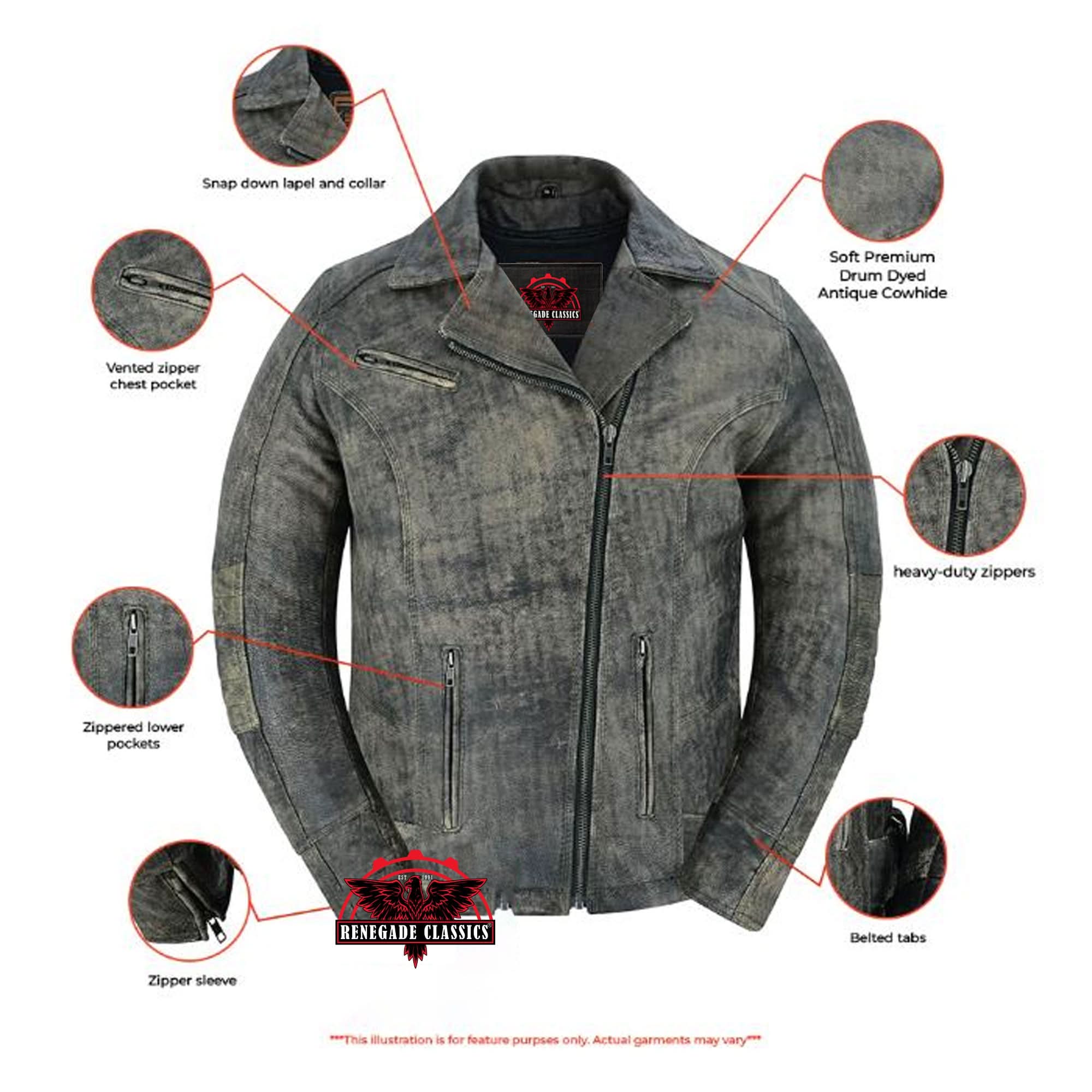 Shen™ Antique Brown Women's Leather Motorcycle Jacket