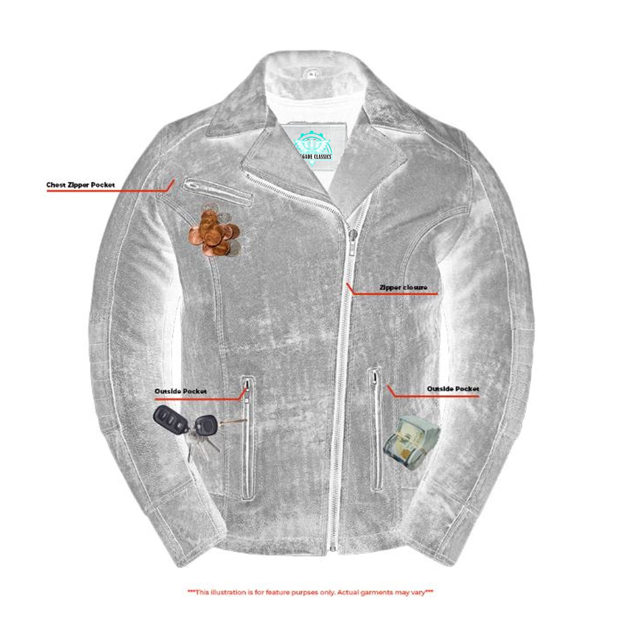 Shen™ Antique Brown Women's Leather Motorcycle Jacket