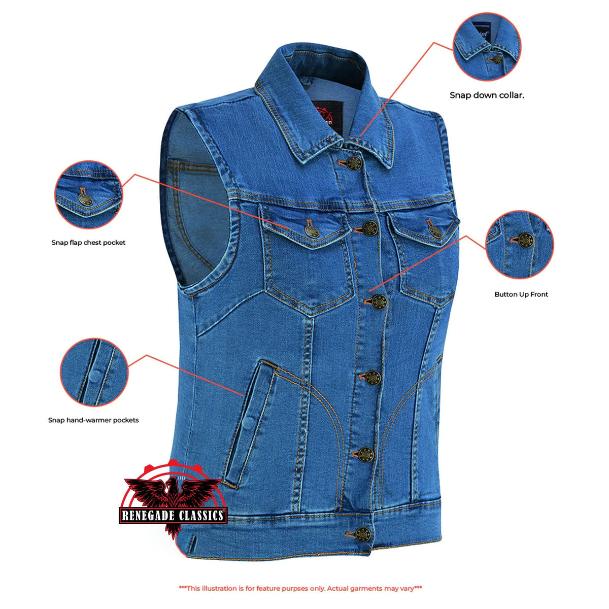 Sierra™ Womens Denim Motorcycle Vest