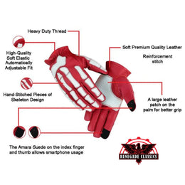 Skeletal Grip - Red and White Skeleton Design Riding Gloves
