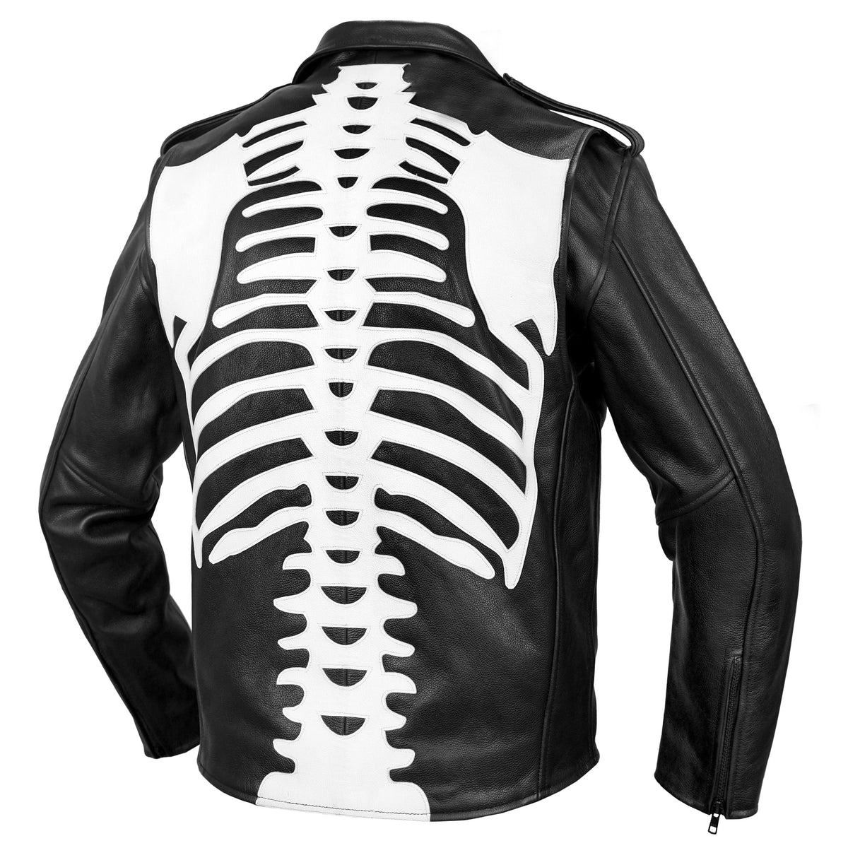 SkullBone Men’s Leather Motorcycle Jacket