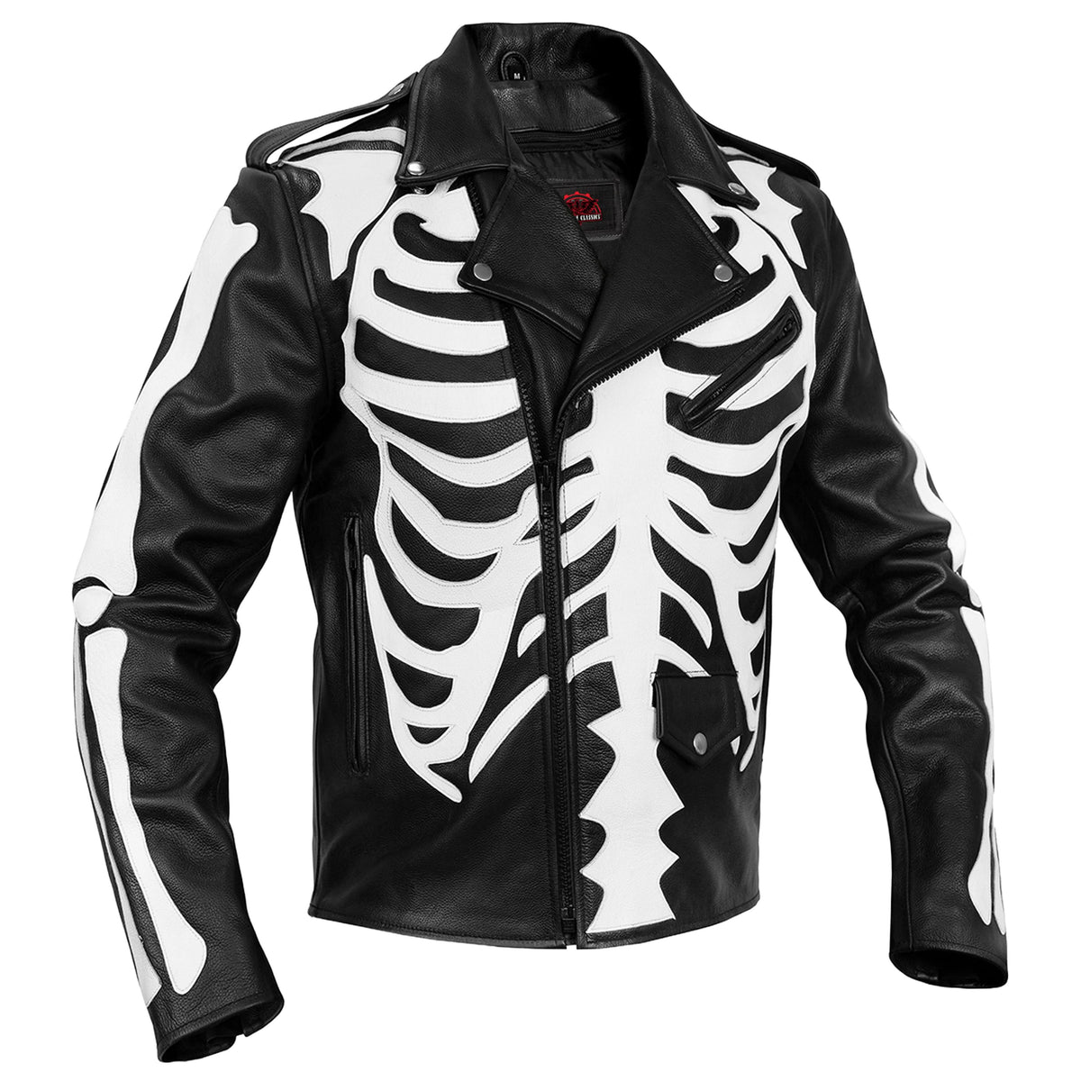 SkullBone Men’s Leather Motorcycle Jacket