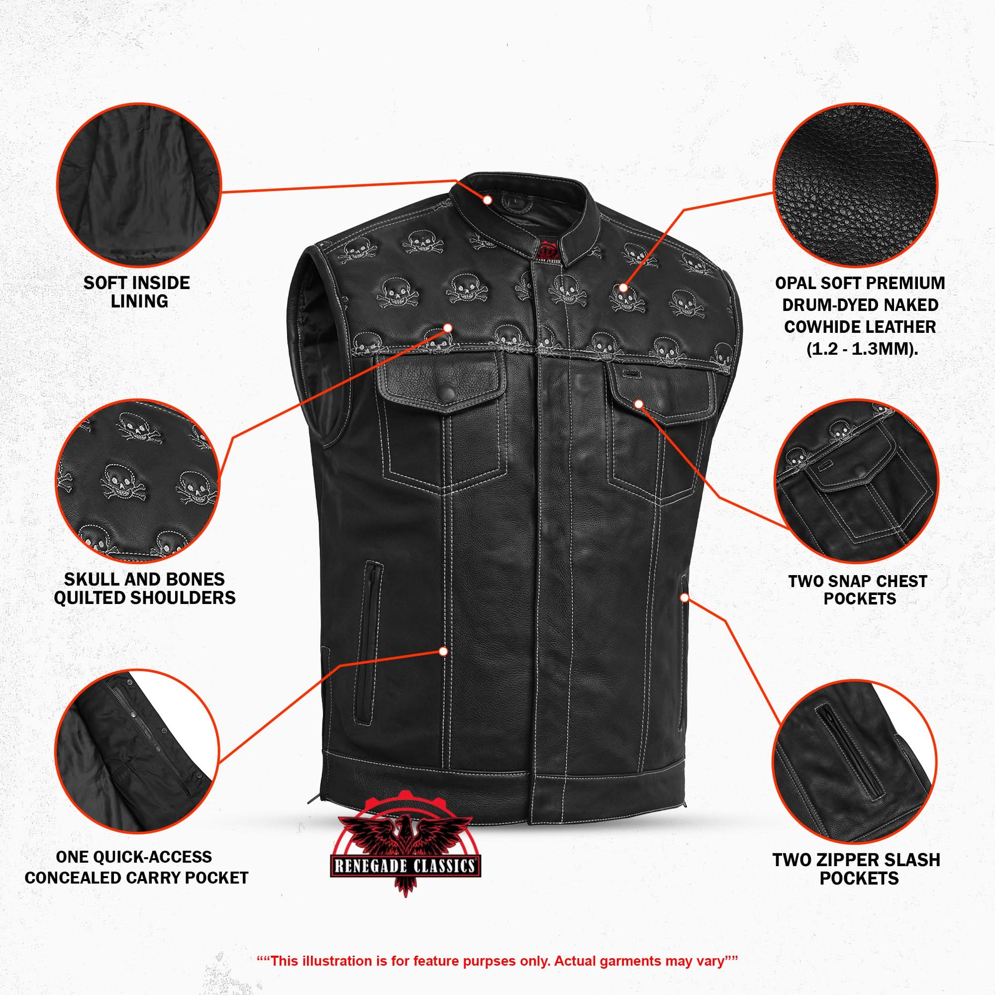Dustin Men's Leather Motorcycle Vest