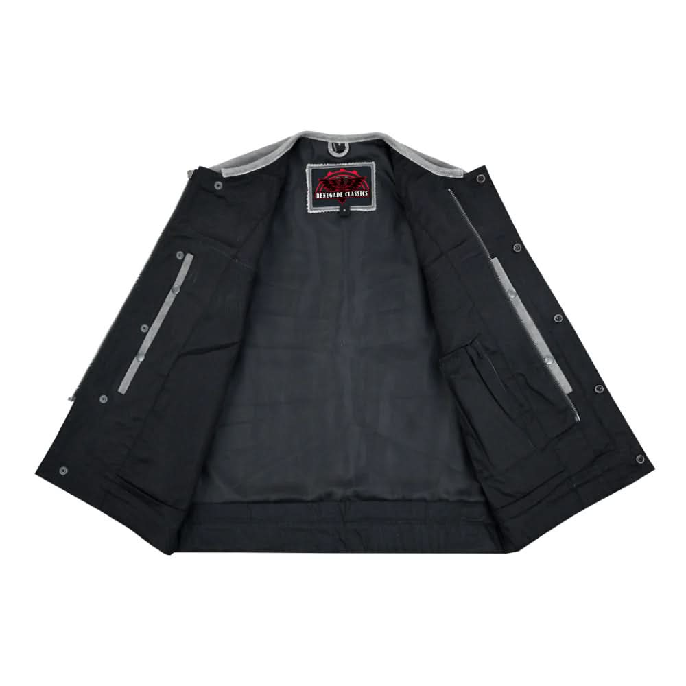Slate Mens Leather Motorcycle Vest