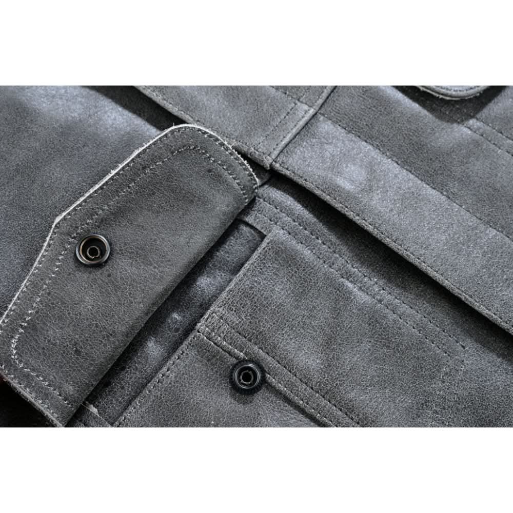 Slate Mens Leather Motorcycle Vest