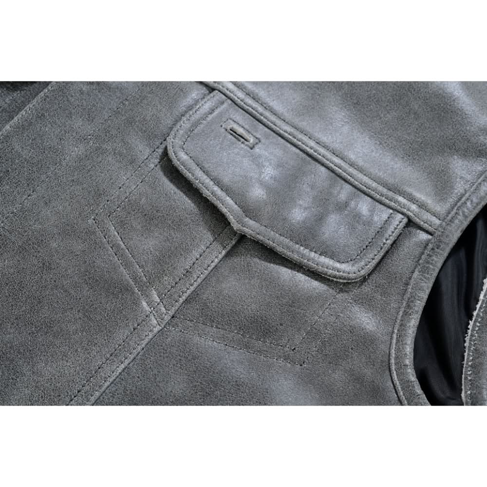 Slate Mens Leather Motorcycle Vest