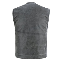 Slate Mens Leather Motorcycle Vest