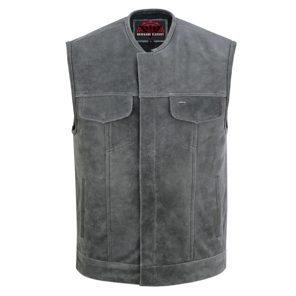 Slate Mens Leather Motorcycle Vest