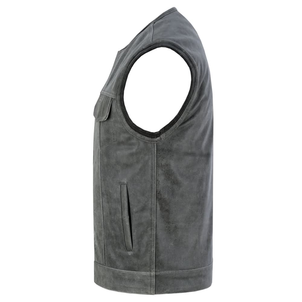 Slate Mens Leather Motorcycle Vest