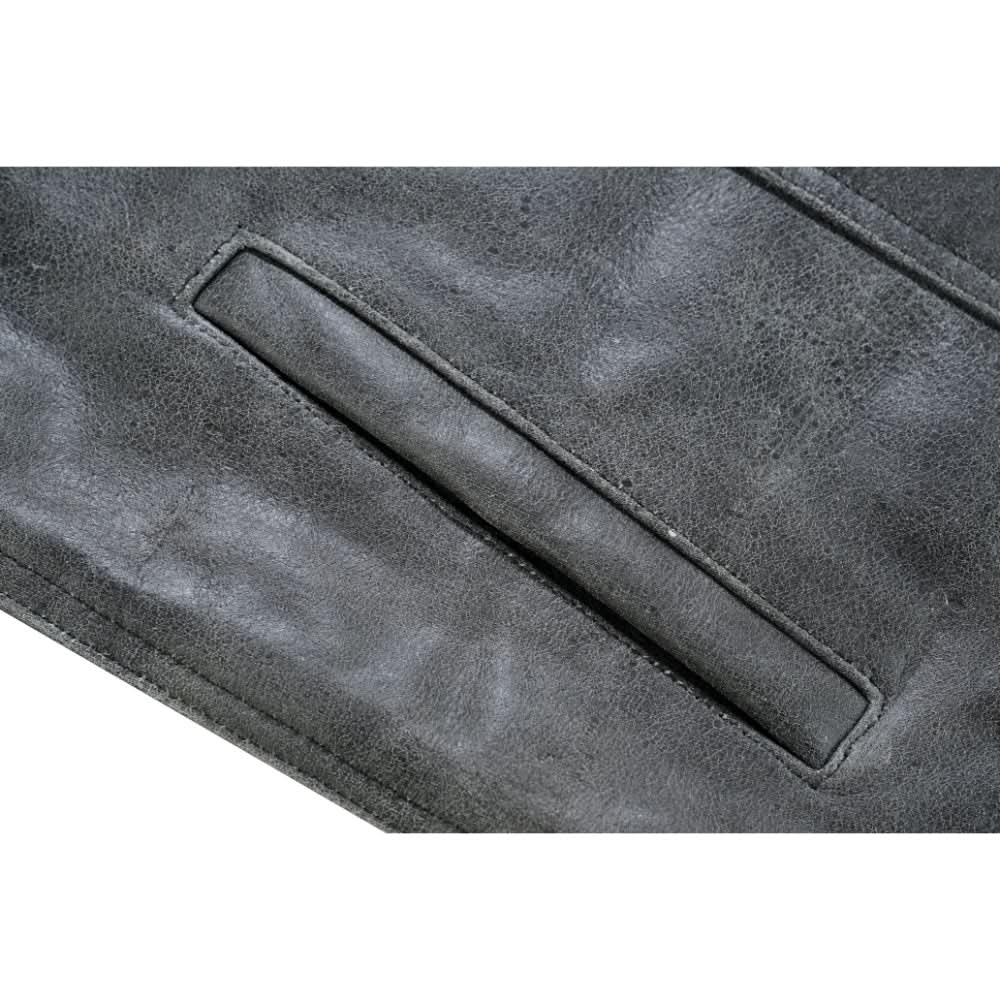 Slate Mens Leather Motorcycle Vest
